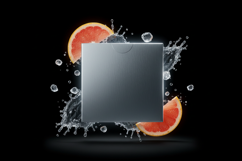 Compact square box with grapefruit